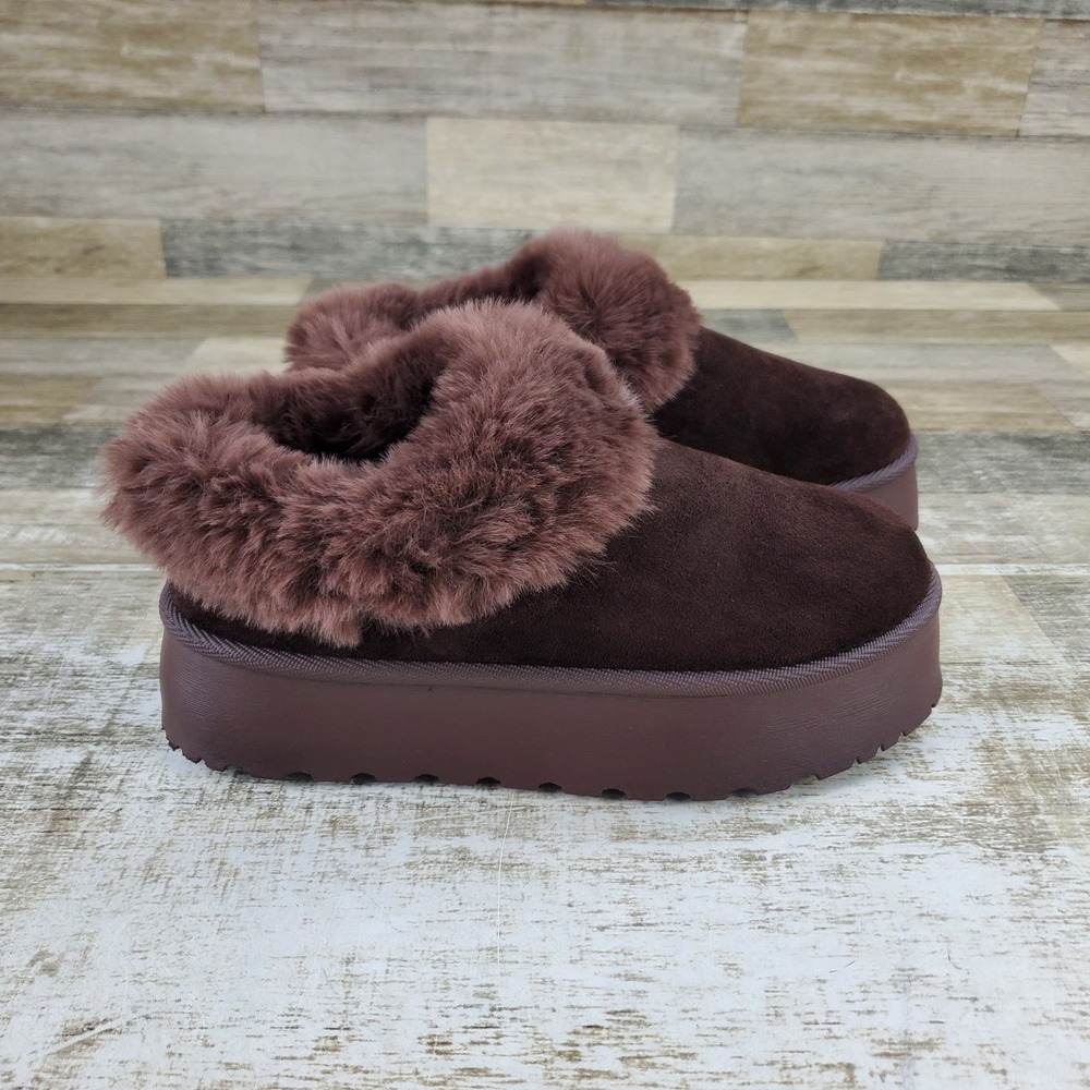 London Rag Aniso Macys Womens Snow Boots Sz 8.5 Dark Brown Suede Faux-Fur